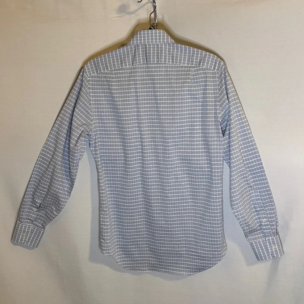 J. Crew Men's Dress Shirt Blue and White Plaid Size small